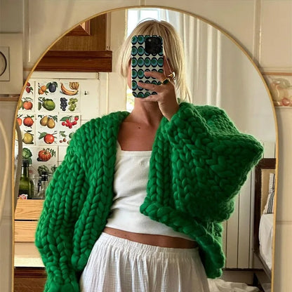 Cardigan décontracté en tricot torsadé uni confortable