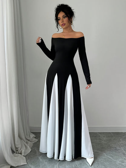 Robe Symphonique Époustouflante Épaules Dénudées Et Manches Longues Pour Femme