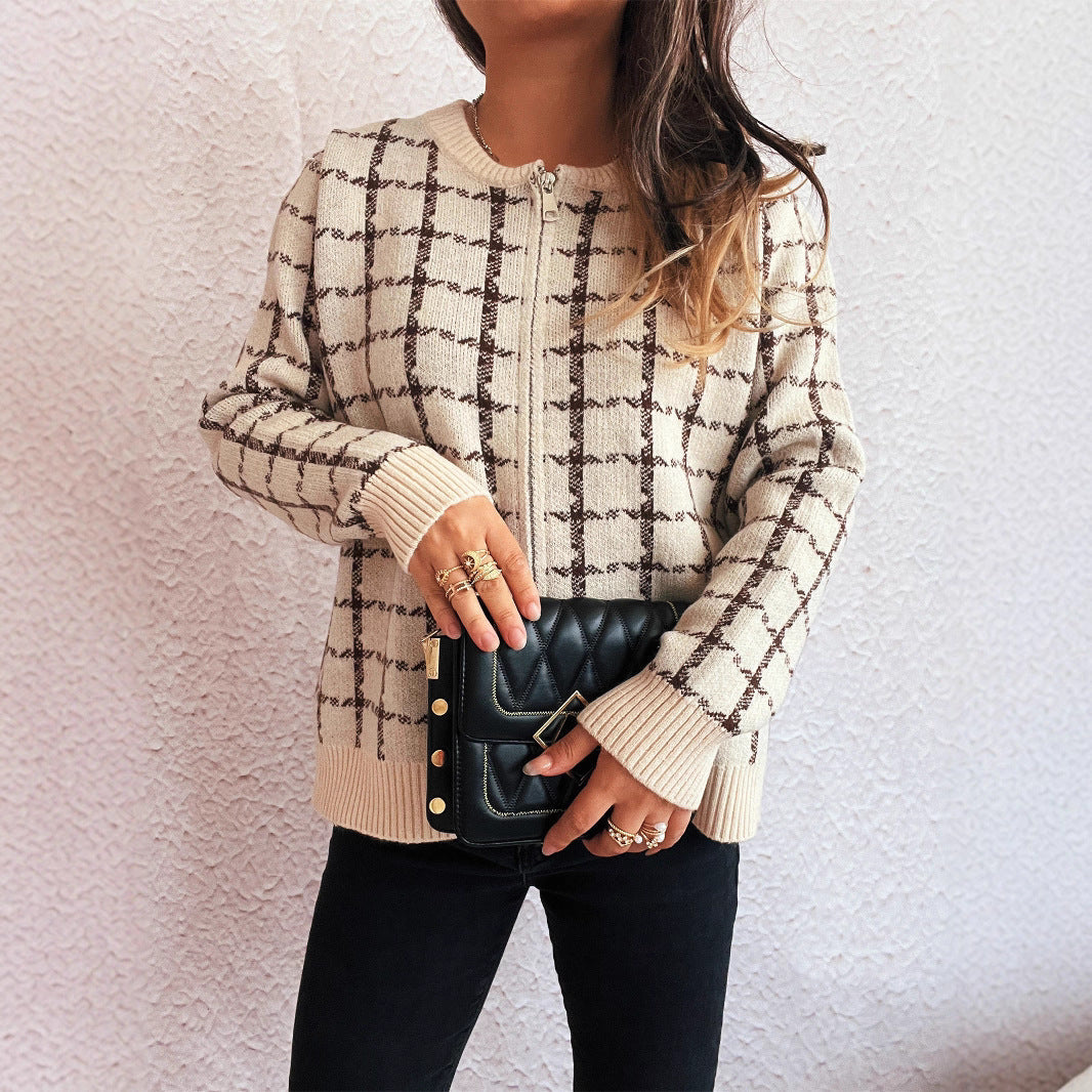 Cardigan à carreaux confortable avec poches pour un style quotidien