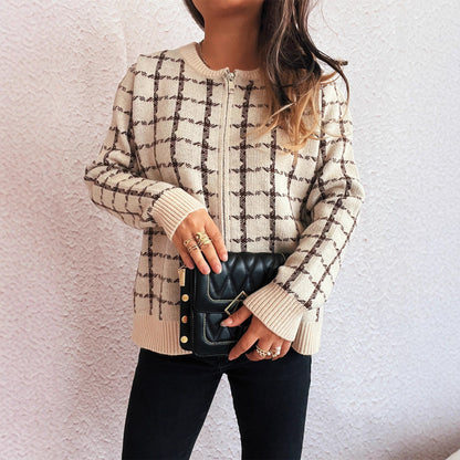 Cardigan à carreaux confortable avec poches pour un style quotidien