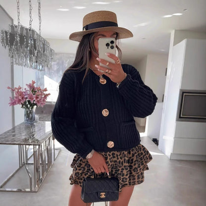 Cardigan boutonné confortable et chic pour femmes avec poches