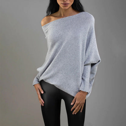 Pull en tricot surdimensionné et confortable à épaules dénudées