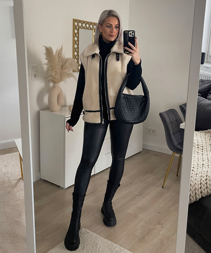 Veste Teddy en fausse fourrure douillette pour un style hivernal superposé