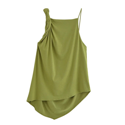 Ensemble chic deux pièces pantalon large avec détail plissé