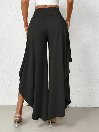 Pantalon large moderne à ourlet asymétrique pour femmes