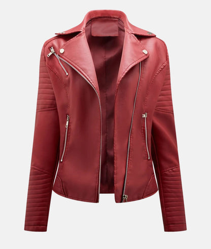 Veste de motard femme chic en cuir synthétique