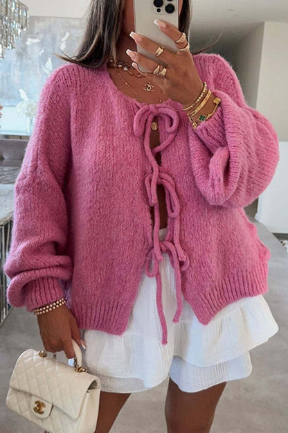 Confortable pull en tricot col V avec lacets