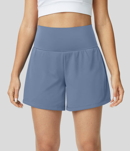 Femmes 2 en 1 poches latérales taille haute de yoga Shorts