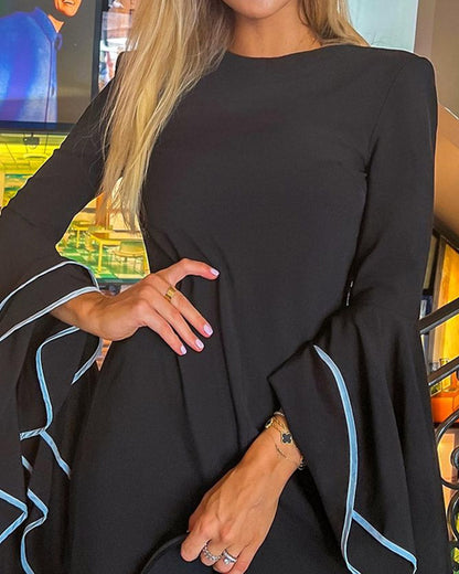 Robe Mini Manches Longues Superposée Chic Pour Femme