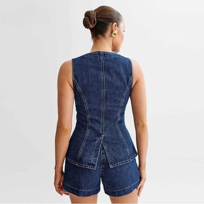 Ensemble denim deux pièces décontracté pour un style sans effort