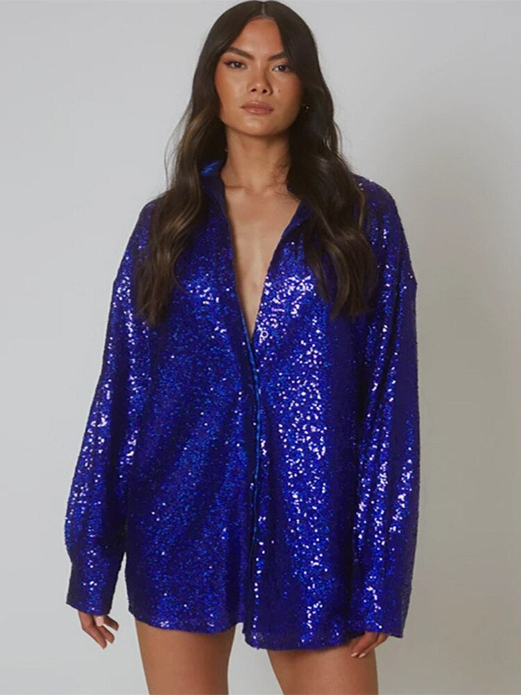 Robe Chemise Oversize Glitters pour Femmes