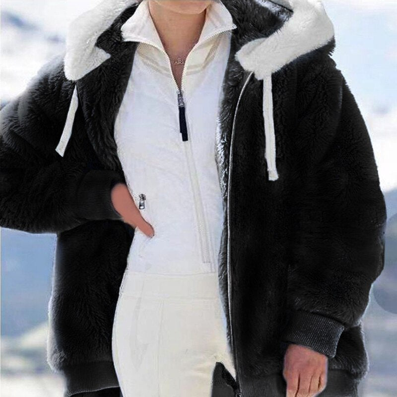 Cardigan Femme Douillet Luxe à Capuche Furry