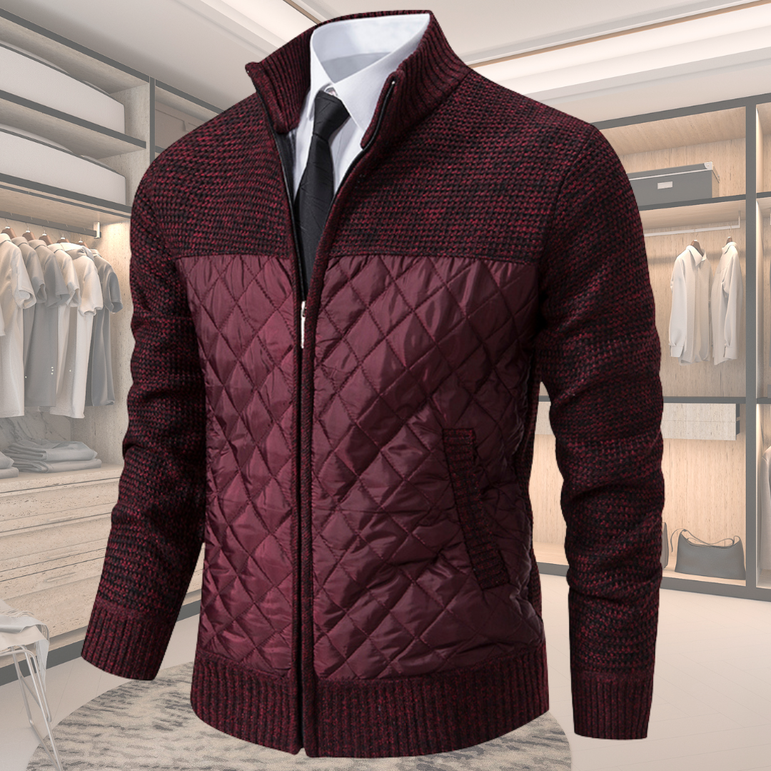 Veste Zippée en Tricot Matelassé Elégante pour Homme