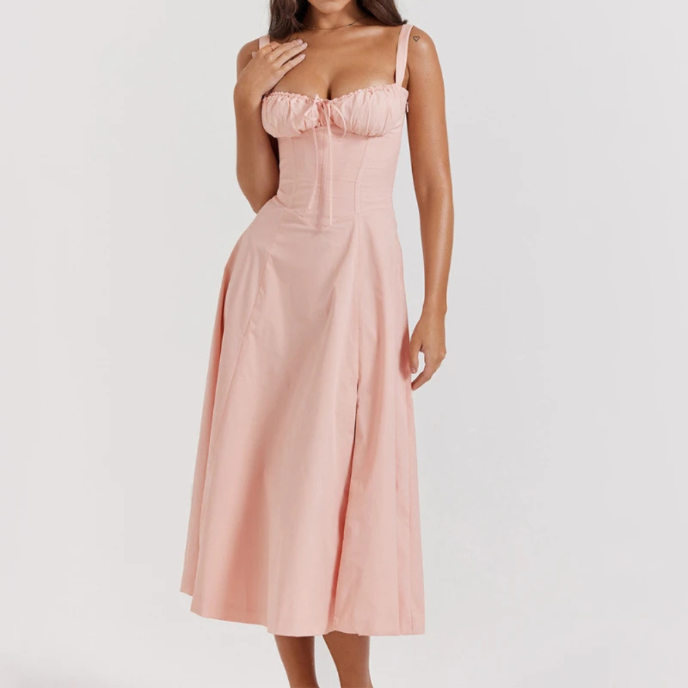 Robe Midi Bohème Florale Élégante Sans Manches