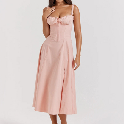 Robe Midi Bohème Florale Élégante Sans Manches