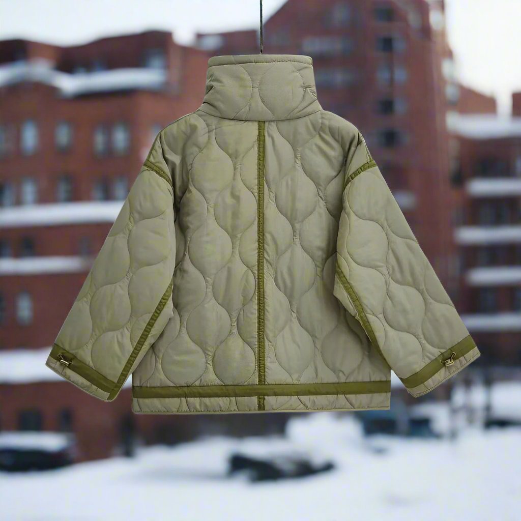 Veste en coton pour femmes longueur hanches avec col montant et cordon de serrage