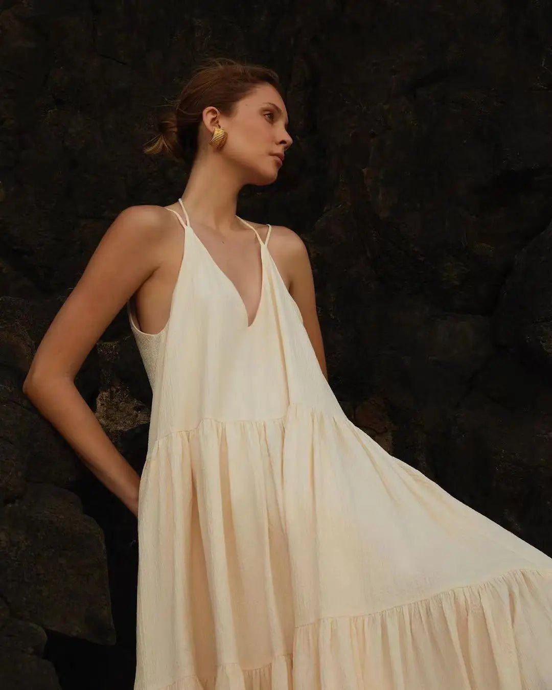 Robe Maxi Glamour Effortless avec Décolleté Plongeant