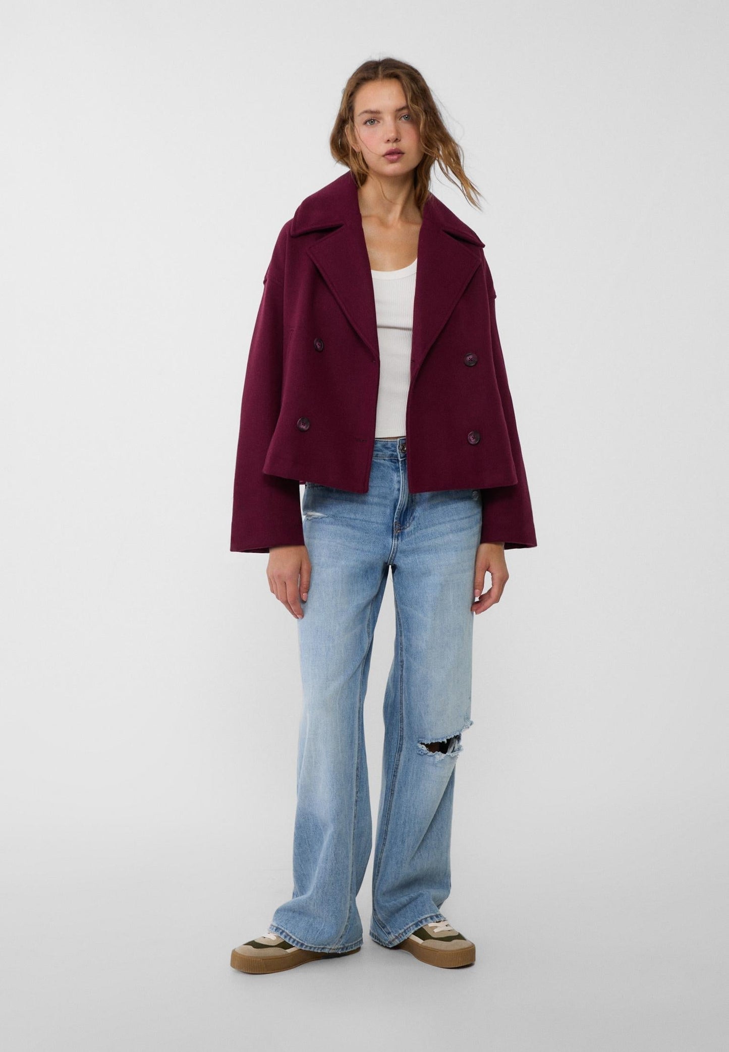 Manteau court classique intemporel pour femmes