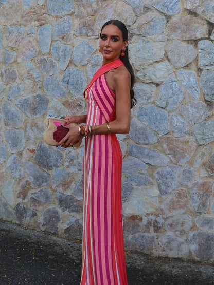 Robe d'été à col croisé et rayures Sunset