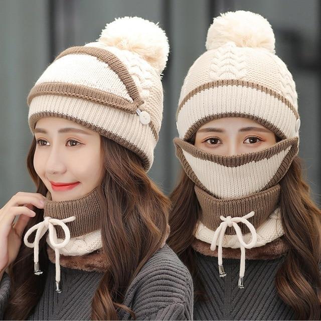 Ensemble confortable bonnet en tricot et écharpe d'hiver pour femmes