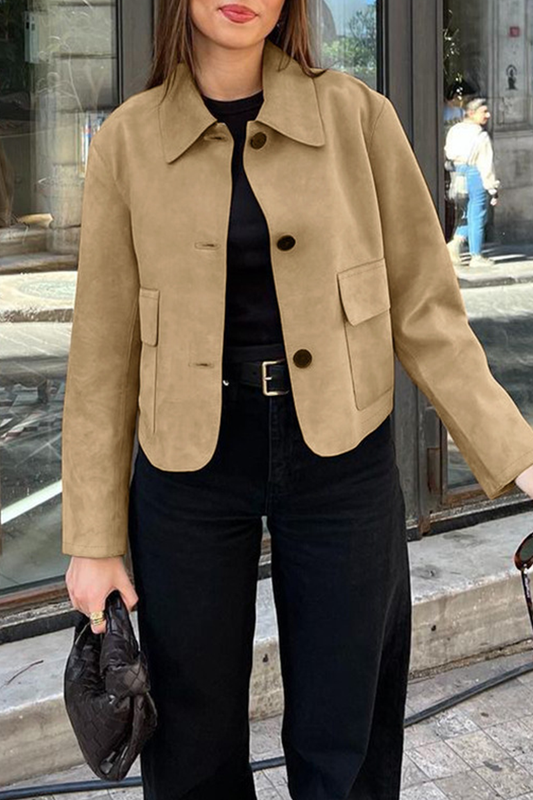 Veste décontractée à boutons avec col rabattu