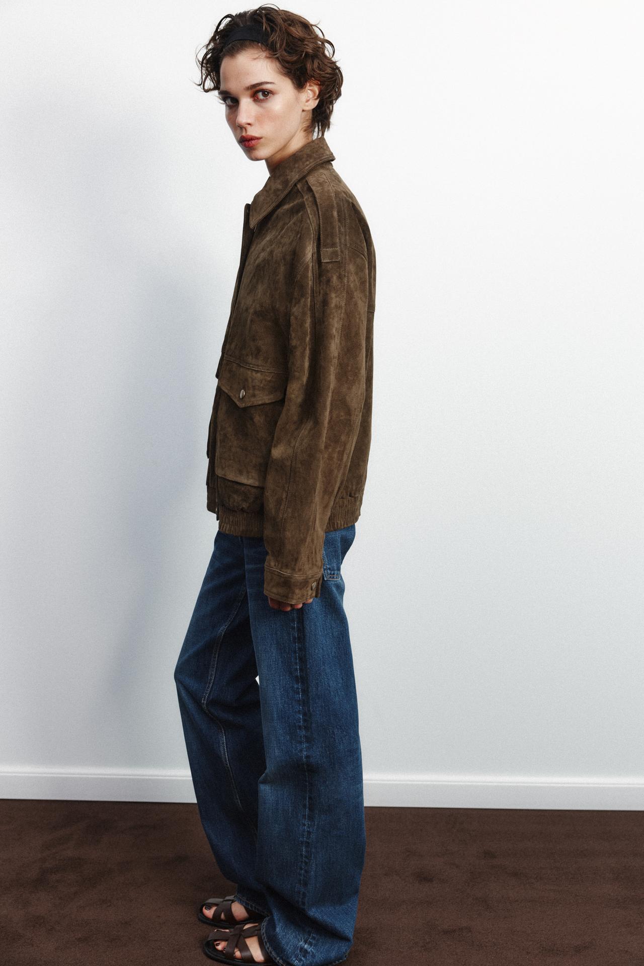 Veste Bomber Classique en Daim