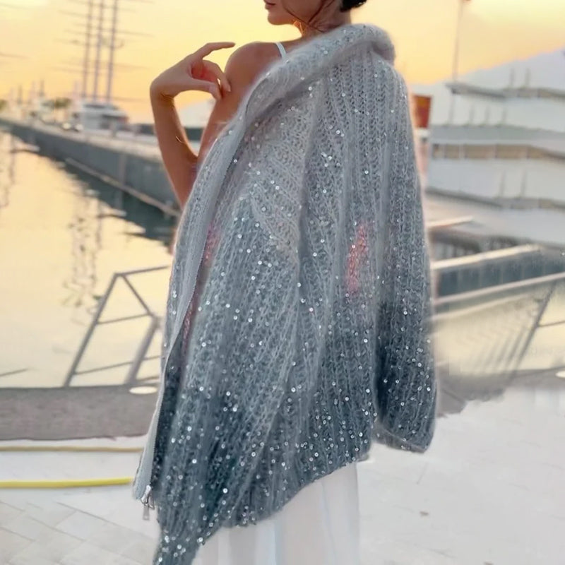 Cardigan en maille scintillante avec paillettes glitter