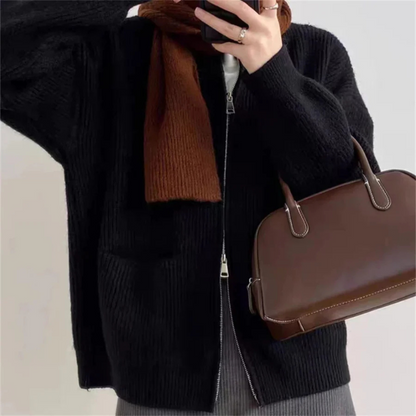 Cardigan élégant zippé pour femmes grande taille confort