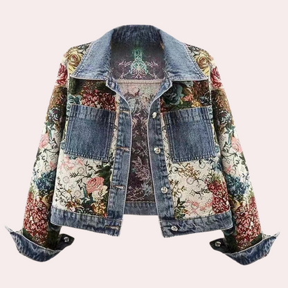 Veste Courte en Jean Fleurie pour Femme