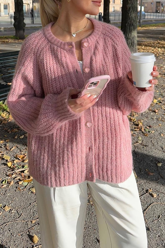 Pull décontracté à boutons en maille avec col rond