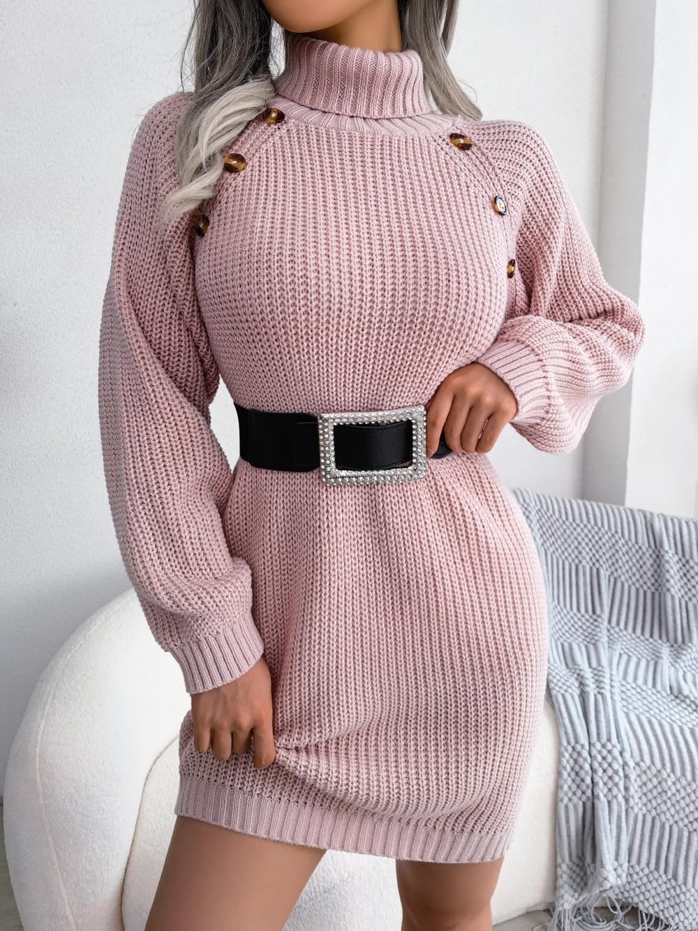 Robe Pull à Col Roulé Confort Luxe Femme