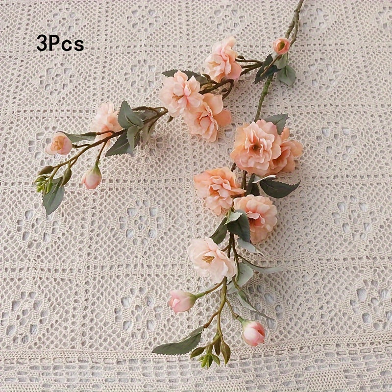 3pcs Élégantes Branches de Fleurs en Soie 90cm