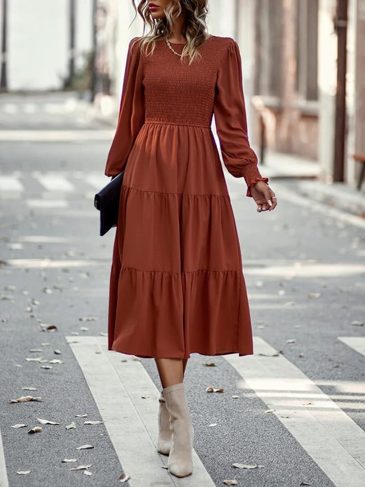 Robe midi moderne minimaliste élégante femmes