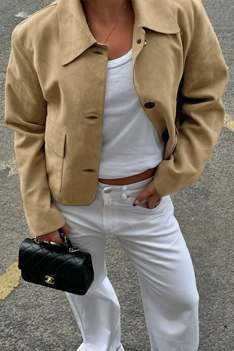 Veste décontractée à boutons avec col rabattu