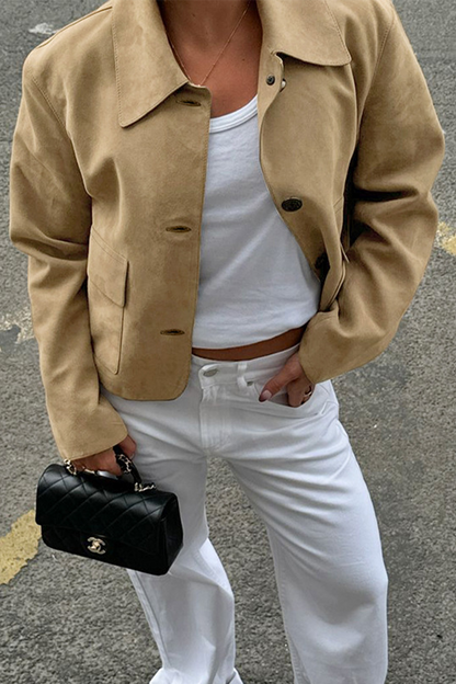 Veste décontractée à boutons avec col rabattu