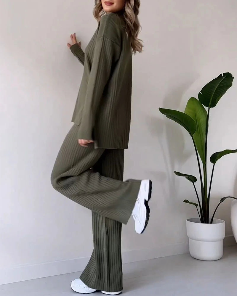 Ensemble chic deux pièces avec fente latérale élégante pour un look décontracté