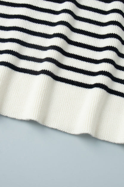 Pull en maille côtelée à col polo rayé et confortable