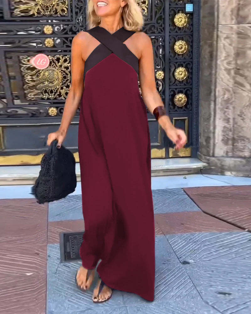 Robe moulante dos nu à col halter croisé