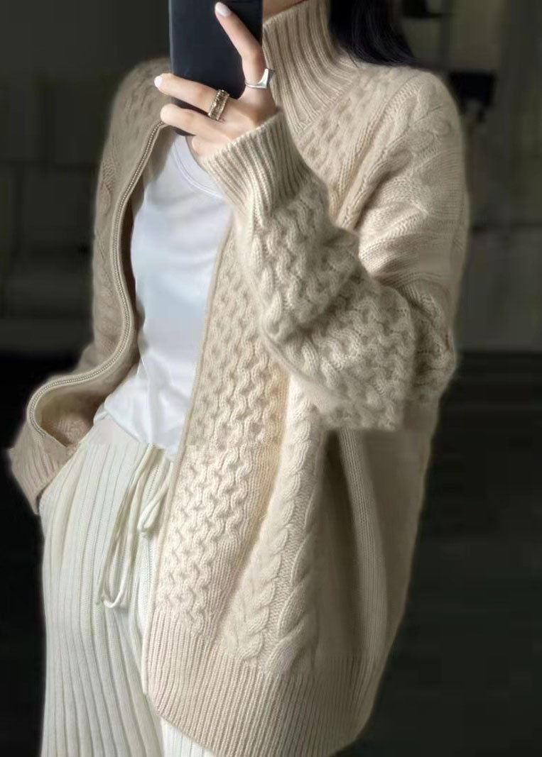 Pull Beige Oversize à Motifs pour Femmes