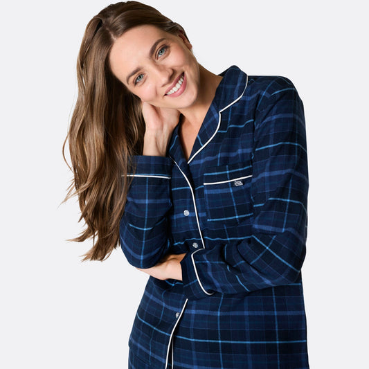 Pyjama de Noël en flanelle bleue confortable pour femmes