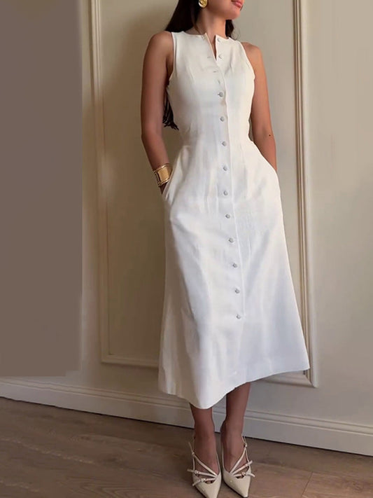 Robe chemise midi blanche chic pour un style sans effort