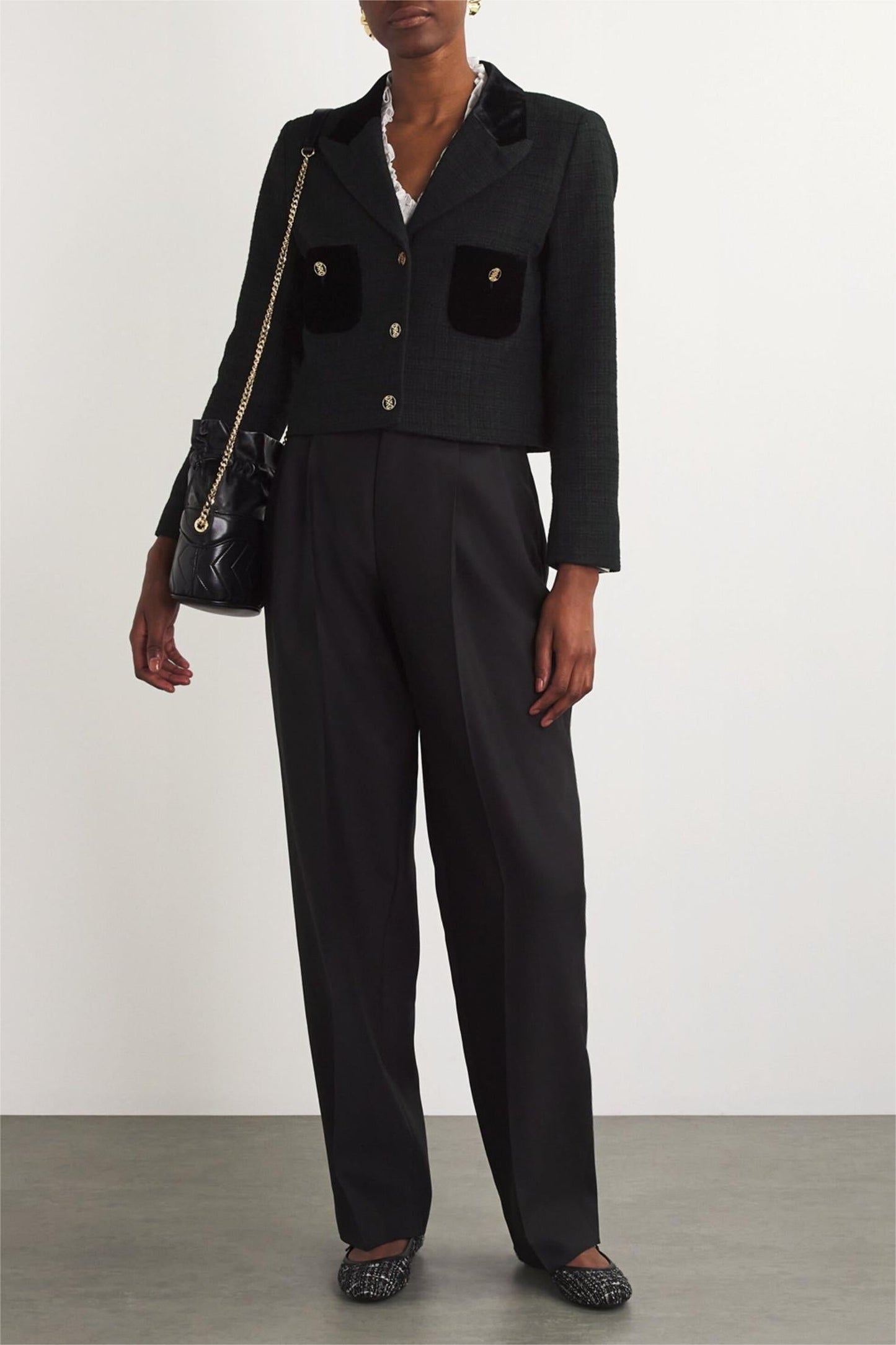 Veste en velours avec détails de boutons en métal