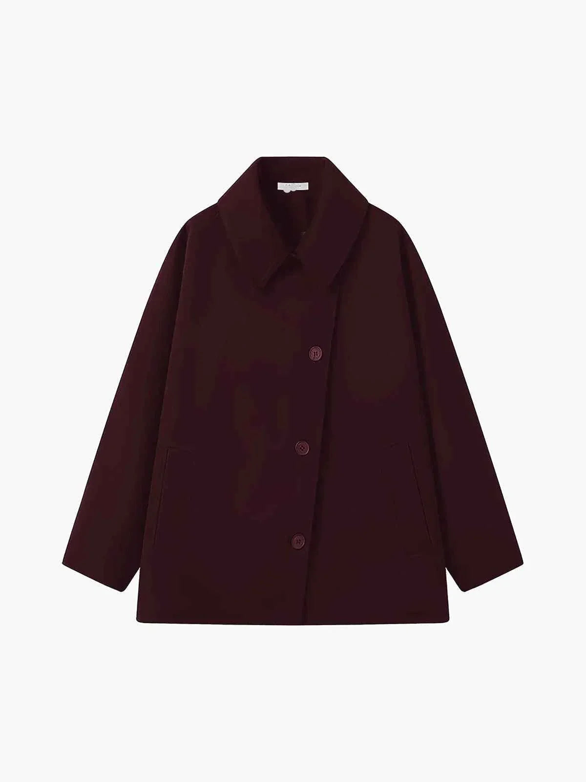 Manteau d'hiver oversize pour femmes avec col à revers et boutons asymétriques