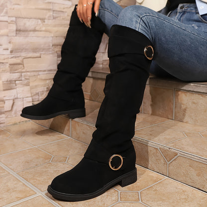 Bottes Confortables Hautes avec Boucle pour Femmes