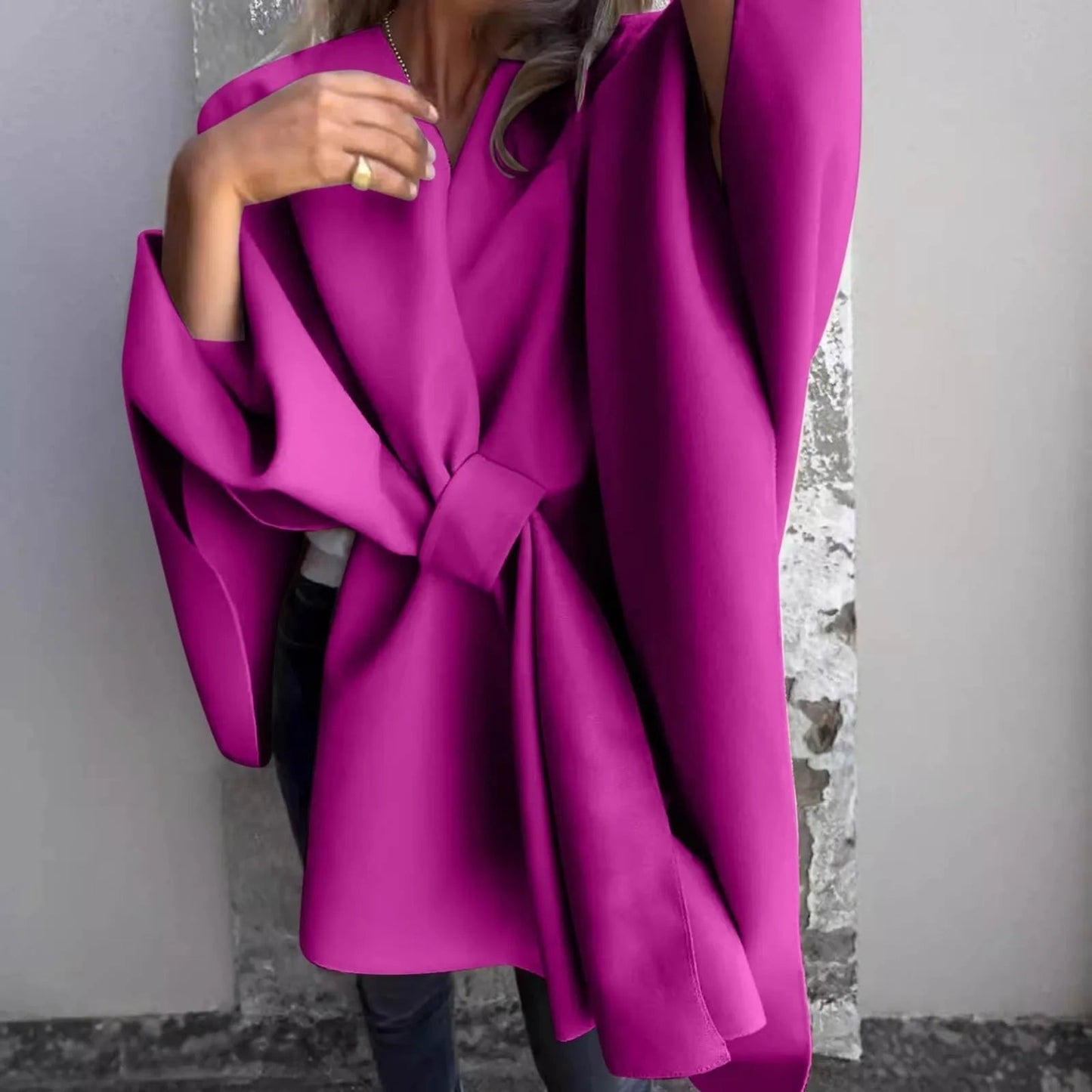 Cardigan long en maille confortable avec manches chauve-souris