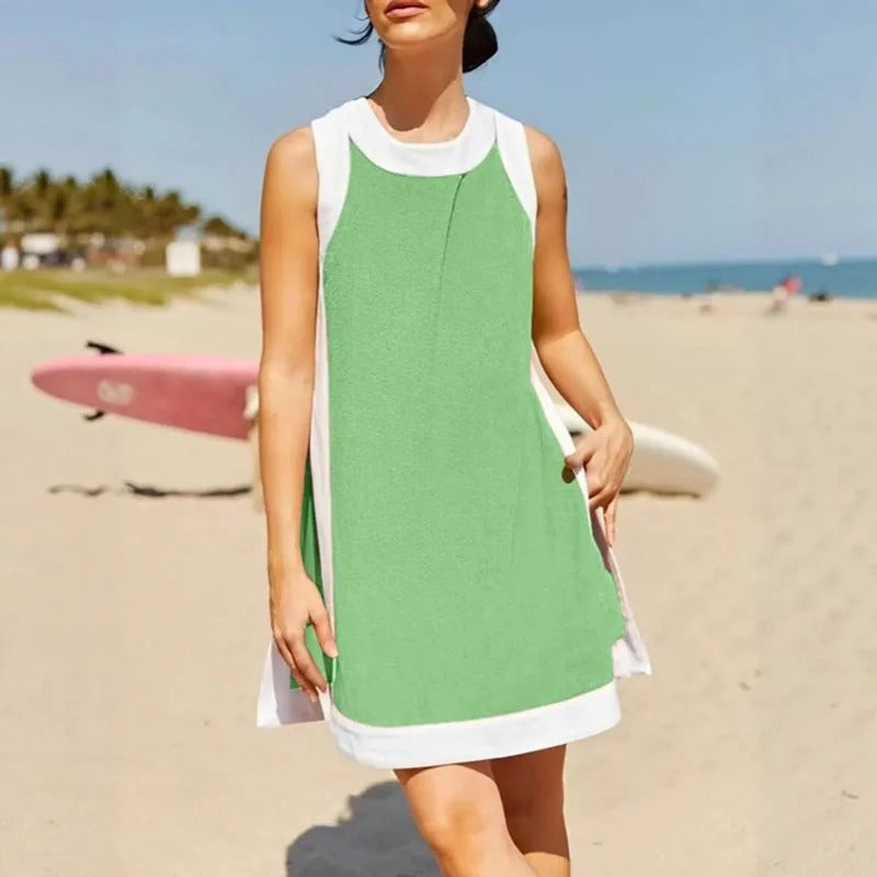 Ensemble détente deux pièces sans manches avec short colorblock