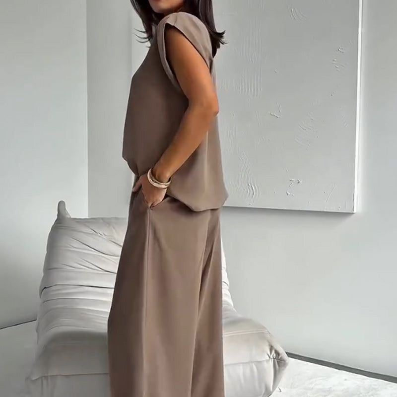 Ensemble chic deux pièces t-shirt et pantalon large