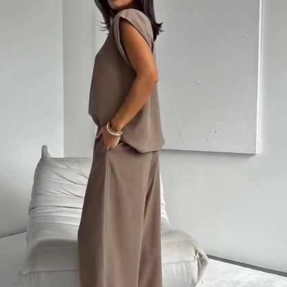 Ensemble chic deux pièces t-shirt et pantalon large