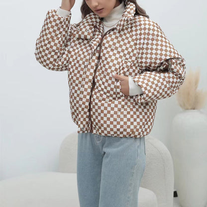 Veste matelassée coupe-vent pour femme avec col montant