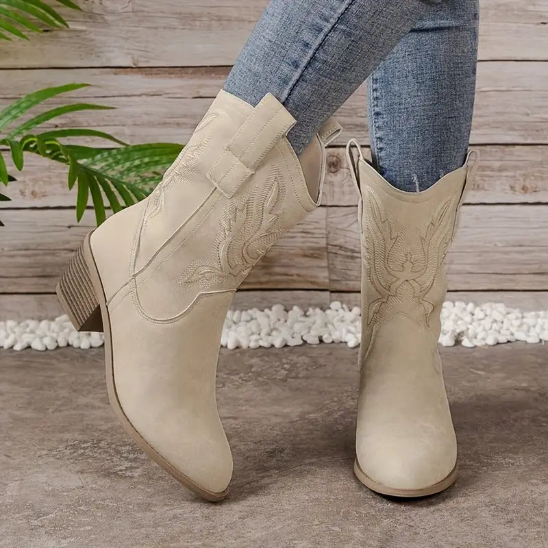 Bottes Western en Daim de Luxe pour Femmes
